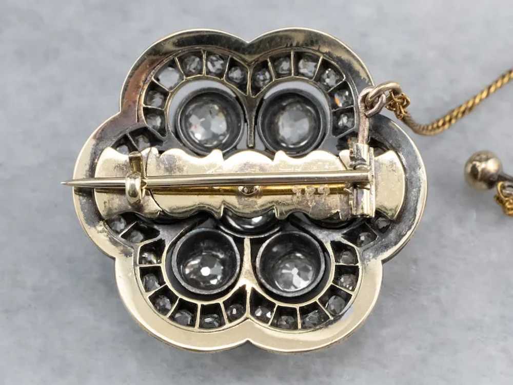 Victorian Old Mine Cut and Rose Cut Diamond Brooch - image 9