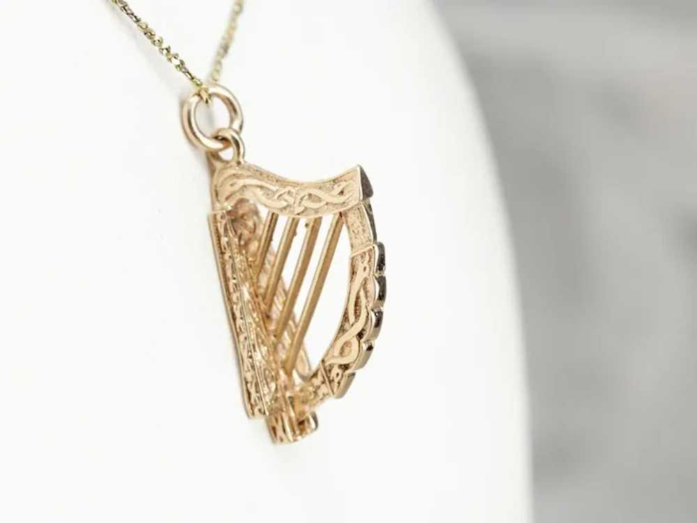 Vintage Irish Harp Pendant or Charm - image 5