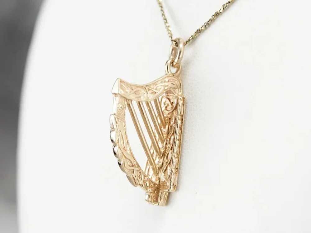 Vintage Irish Harp Pendant or Charm - image 6