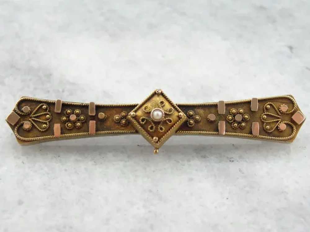Gothic Victorian Ornate Bar Pin Brooch - image 2