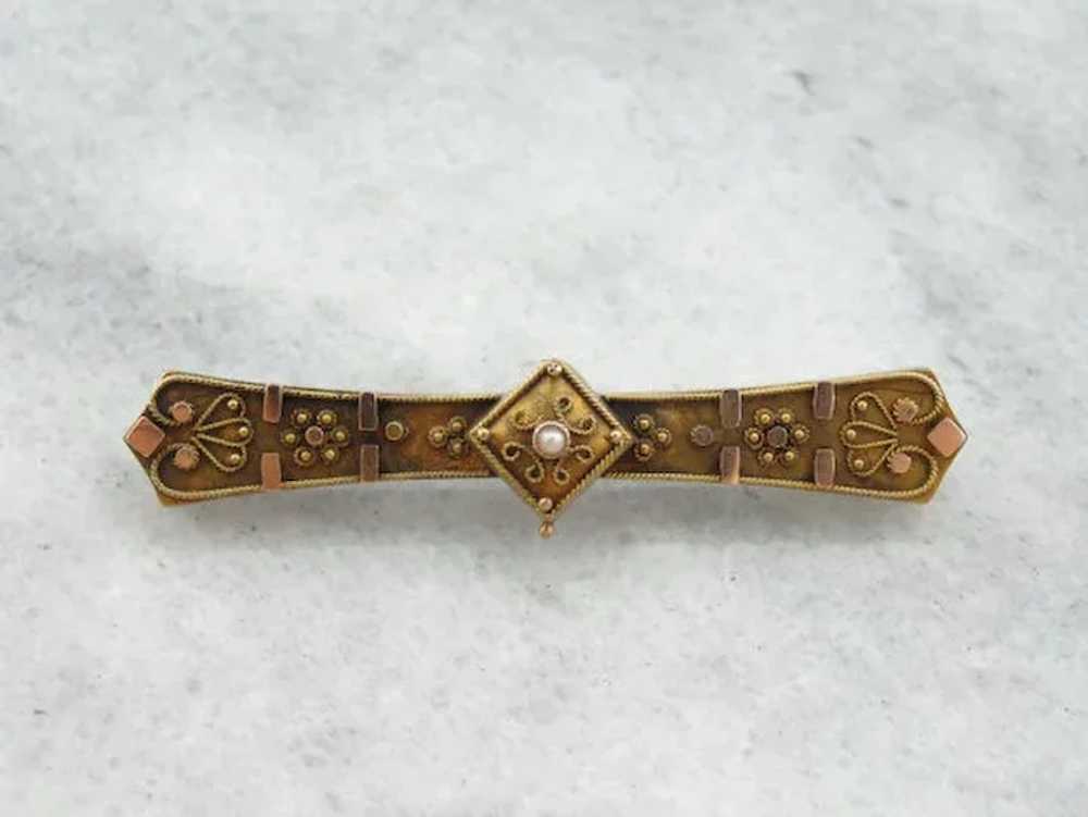 Gothic Victorian Ornate Bar Pin Brooch - image 4