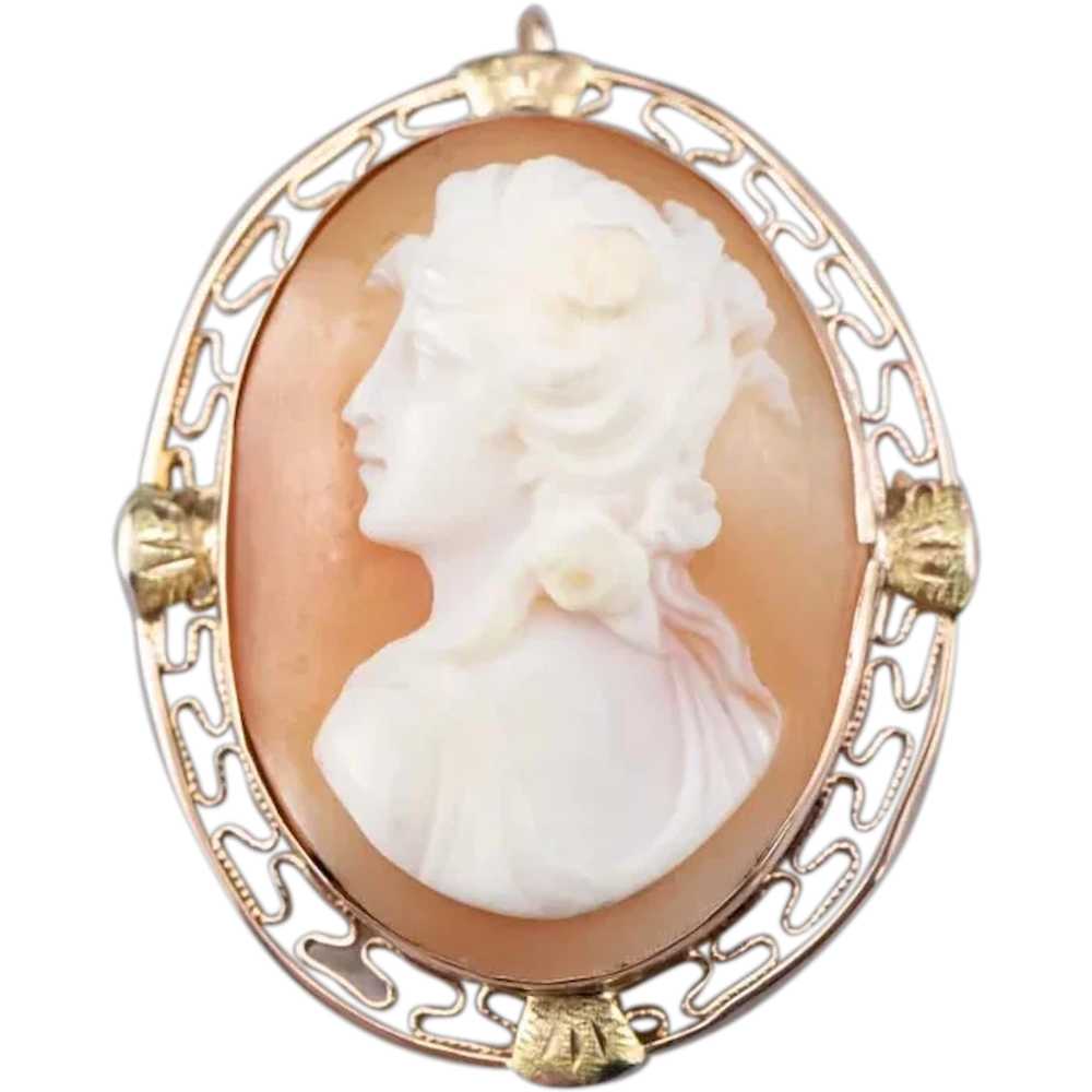 Mid-Century Cameo Filigree Pin or Pendant - image 1