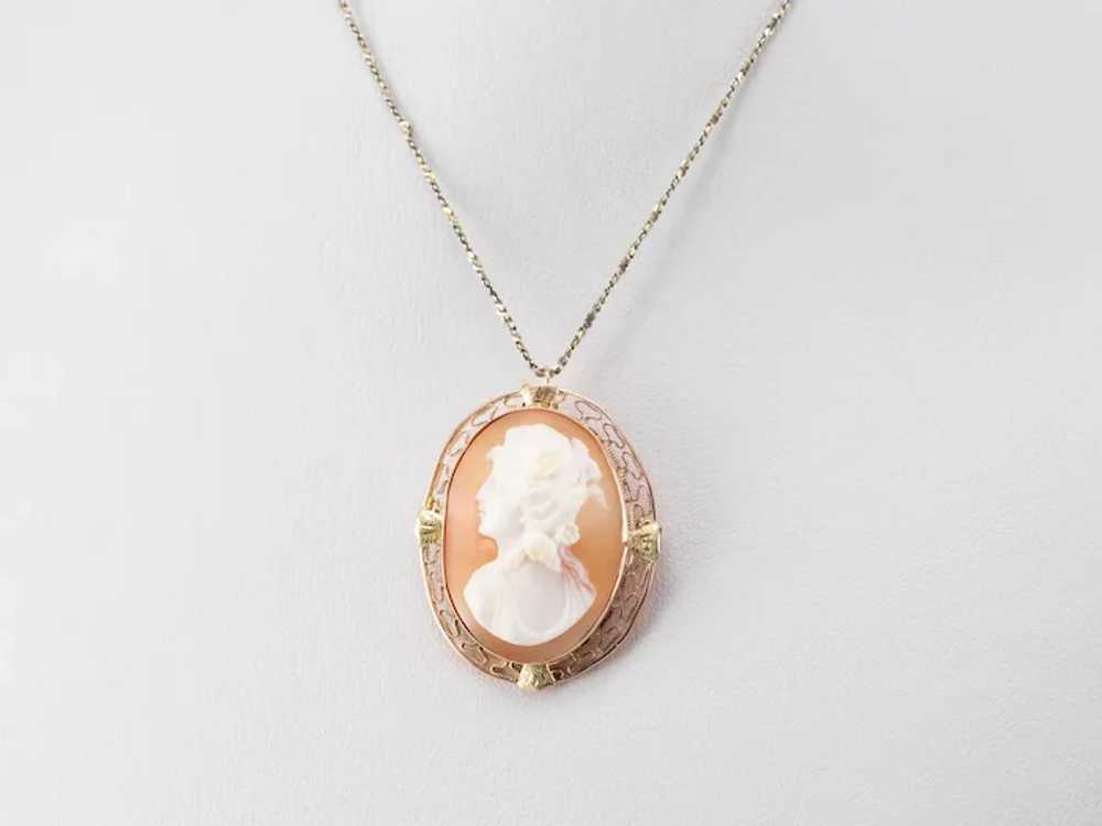 Mid-Century Cameo Filigree Pin or Pendant - image 8