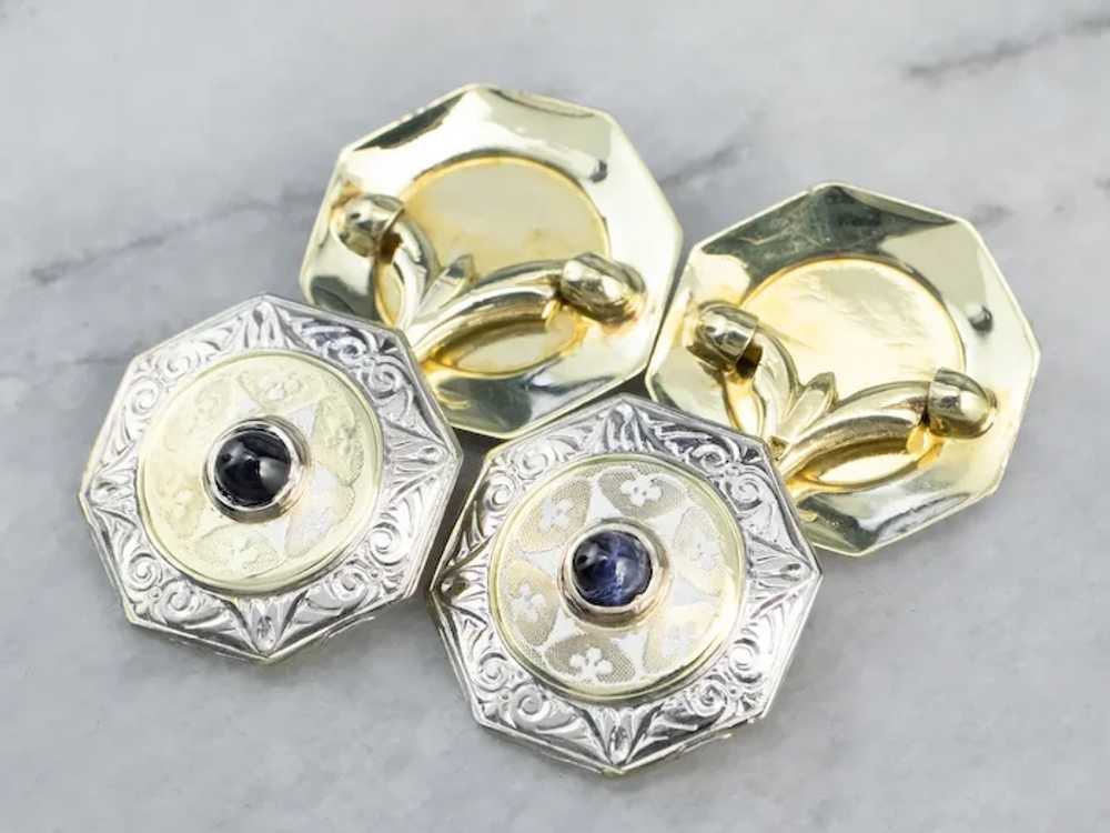Art Deco Sapphire Cabochon Cufflinks - image 11