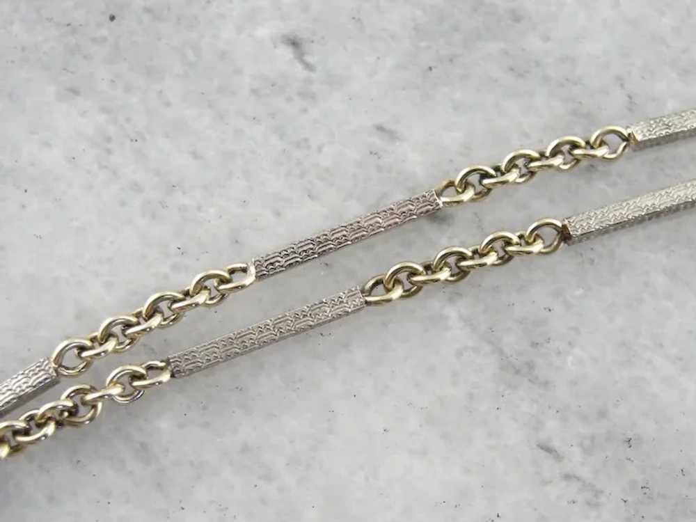 Early Art Deco Two Tone Pocket Watch Chain - image 3