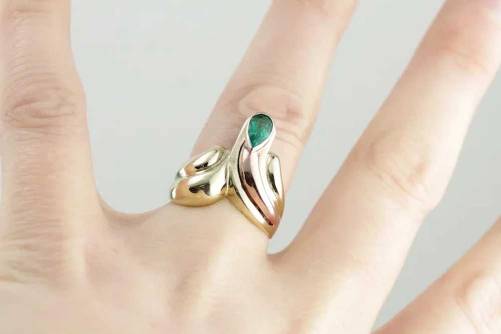 Upcycled Emerald Two Tone Cocktail Ring, Rose and… - image 5