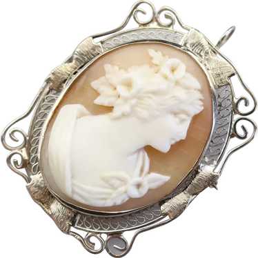 Art Deco Filigree Cameo Brooch or Pendant - image 1