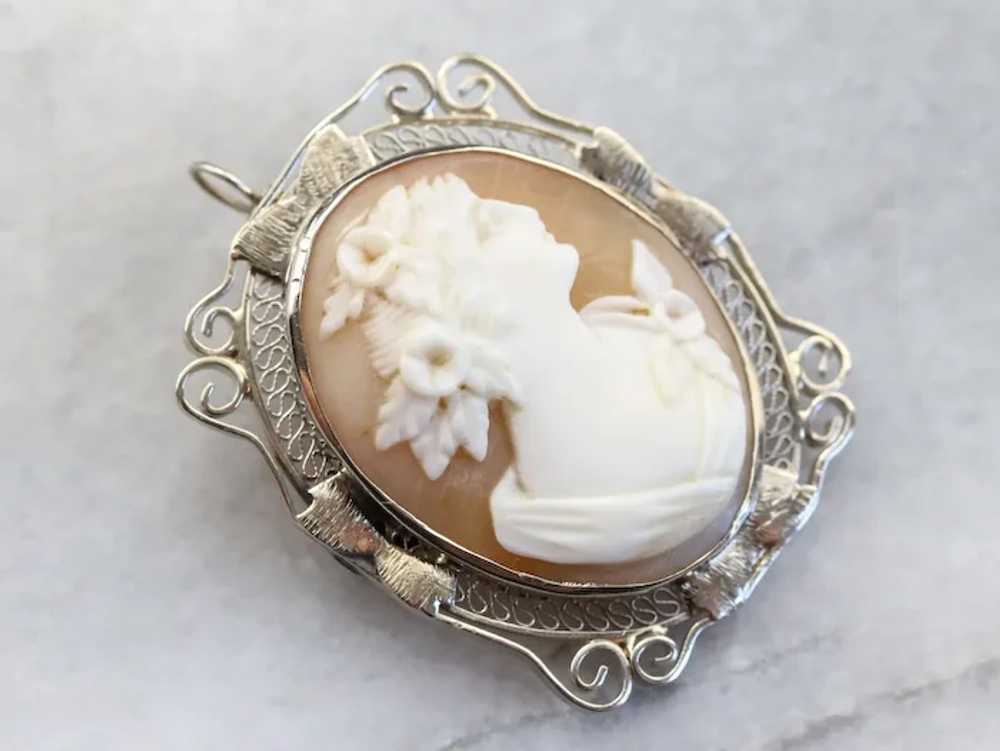 Art Deco Filigree Cameo Brooch or Pendant - image 2