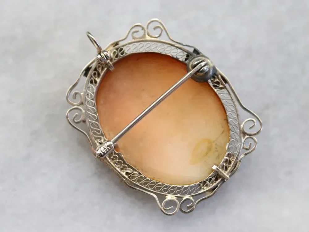 Art Deco Filigree Cameo Brooch or Pendant - image 4