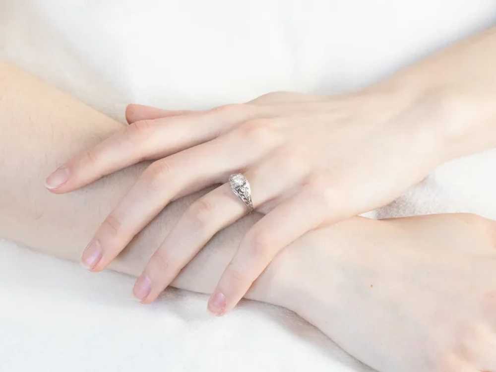 Art Deco Diamond Solitaire Engagement Ring - image 10
