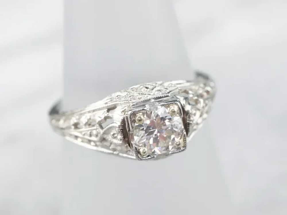 Art Deco Diamond Solitaire Engagement Ring - image 9