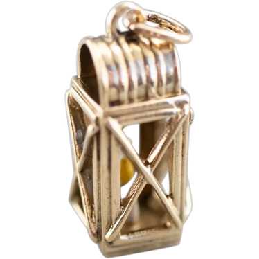 Large 14 Karat Gold and Enamel Lantern Charm - image 1