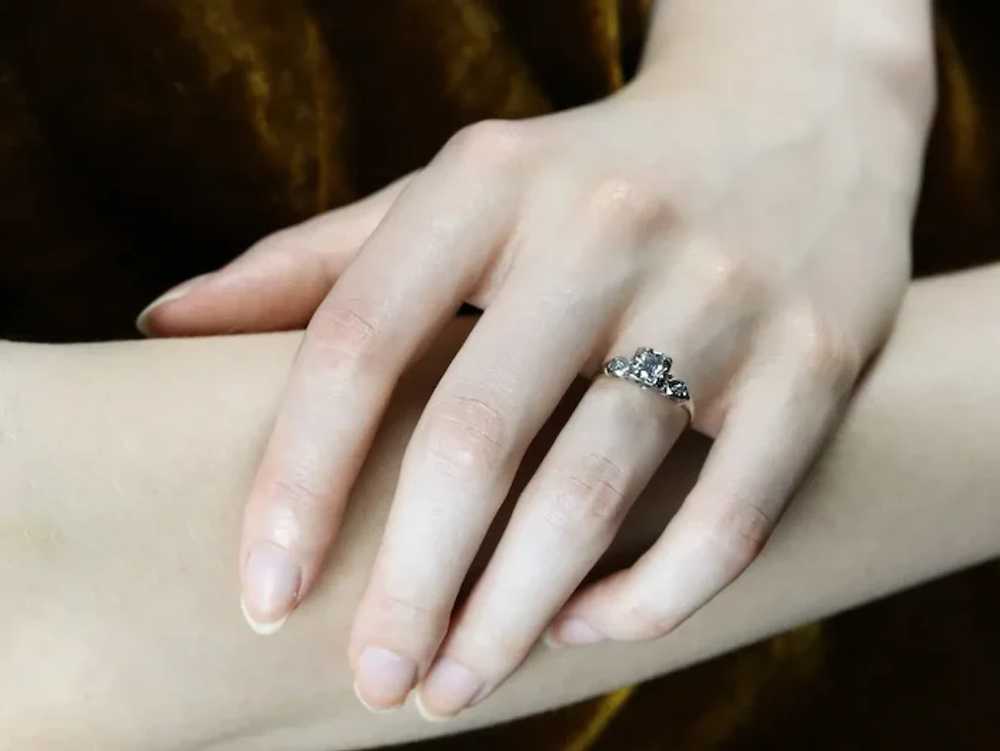 Two Tone Retro Era Diamond Engagement Ring - image 10