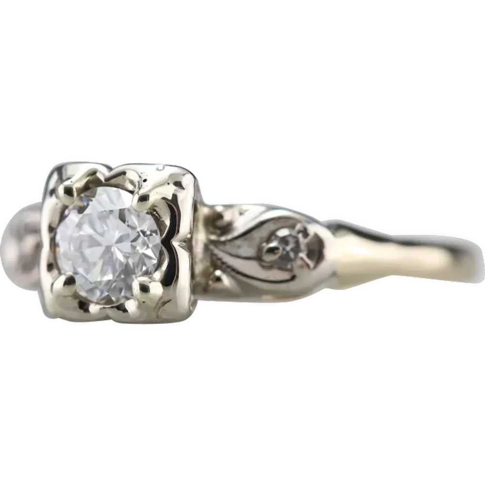 Two Tone Retro Era Diamond Engagement Ring - image 1