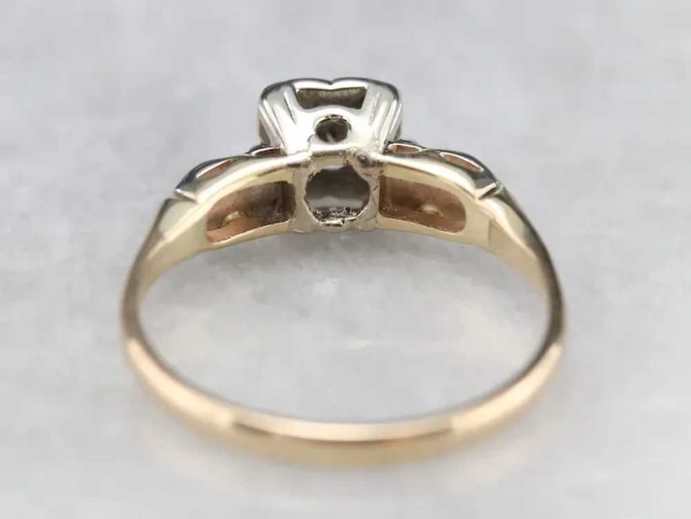Two Tone Retro Era Diamond Engagement Ring - image 5