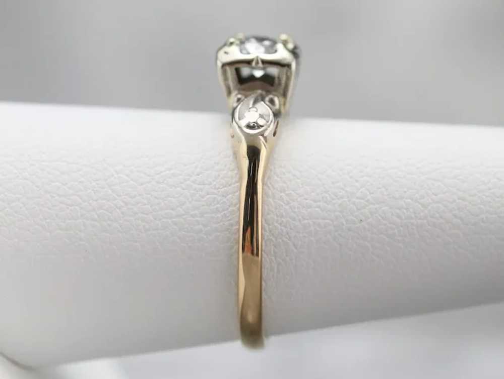 Two Tone Retro Era Diamond Engagement Ring - image 9