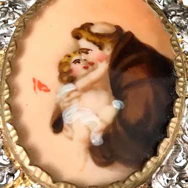 Saint Anthony Hand Painted Vermeil Pendant - image 1