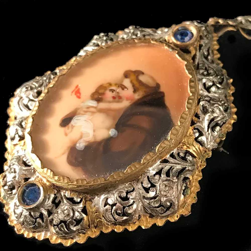 Saint Anthony Hand Painted Vermeil Pendant - image 4