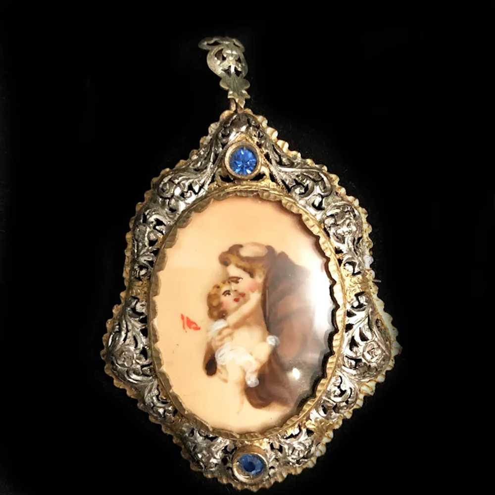 Saint Anthony Hand Painted Vermeil Pendant - image 8