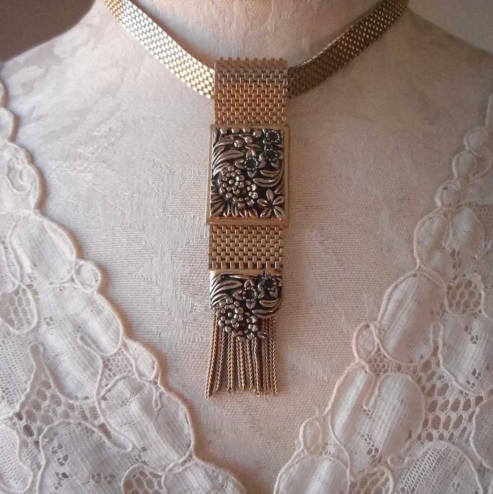 Victorian Revival Mesh Necklace Circlet Tab Drop … - image 12