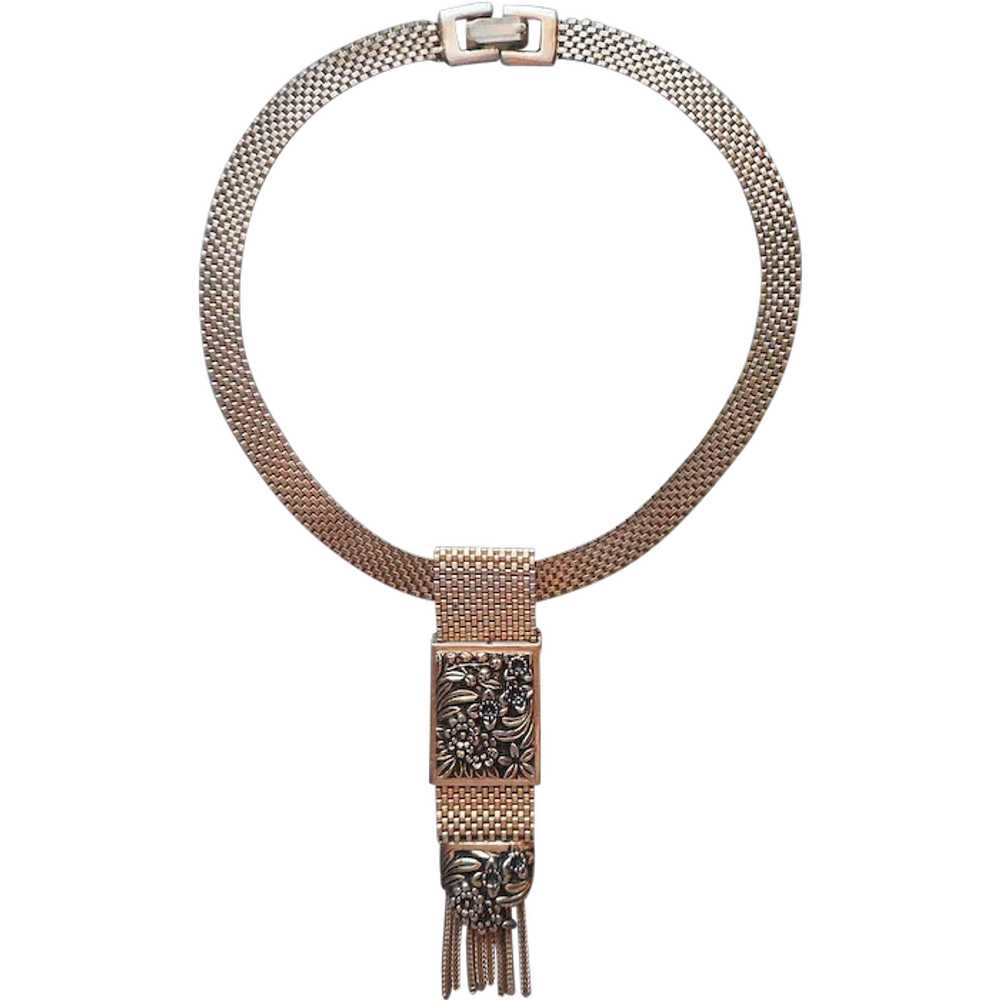 Victorian Revival Mesh Necklace Circlet Tab Drop … - image 1