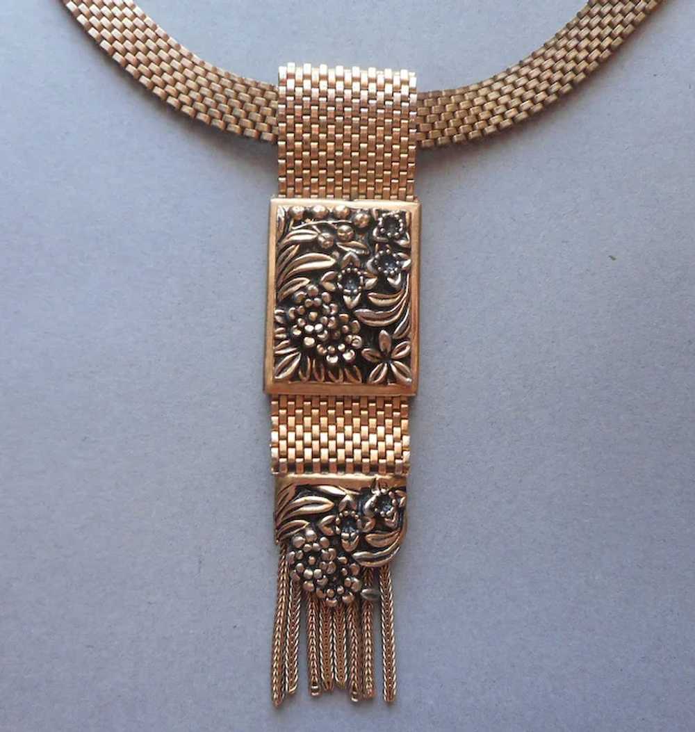Victorian Revival Mesh Necklace Circlet Tab Drop … - image 4