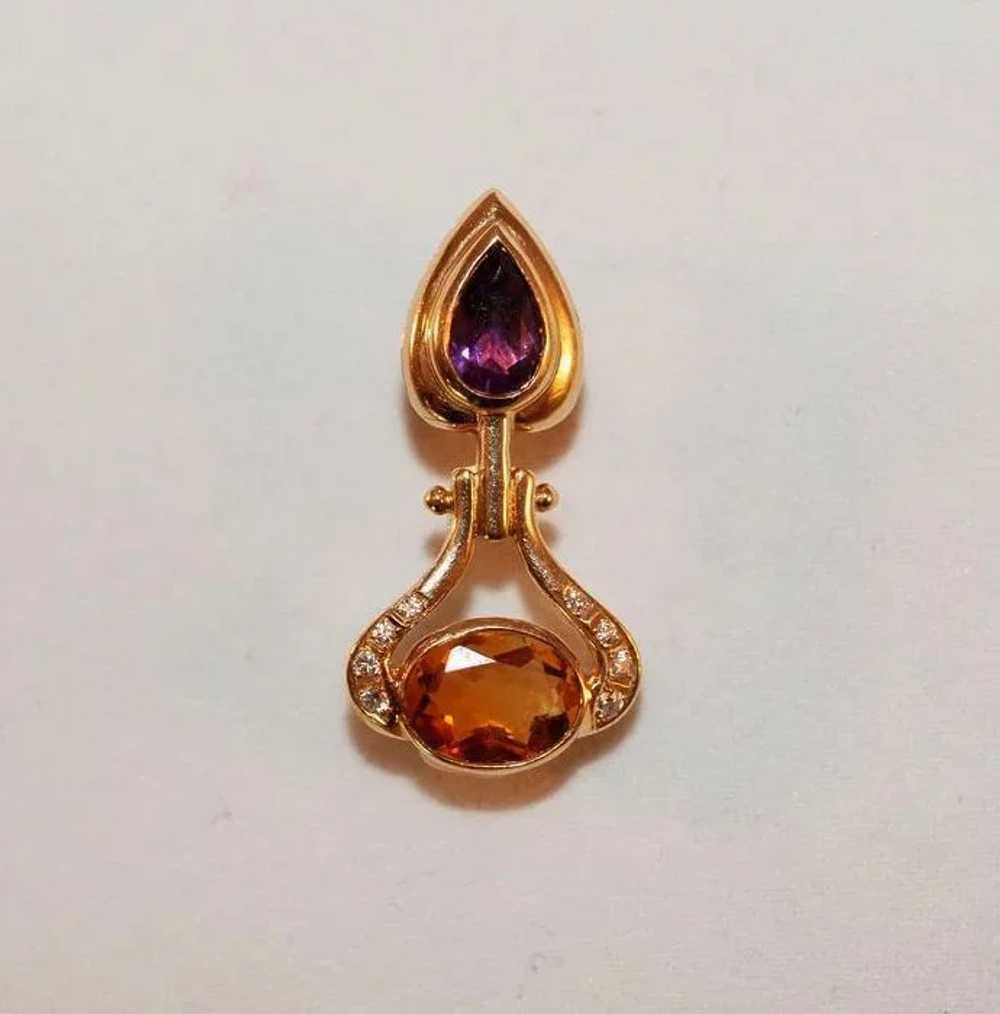 14K Gem Set Pearl Enhancer/Pendant - image 2