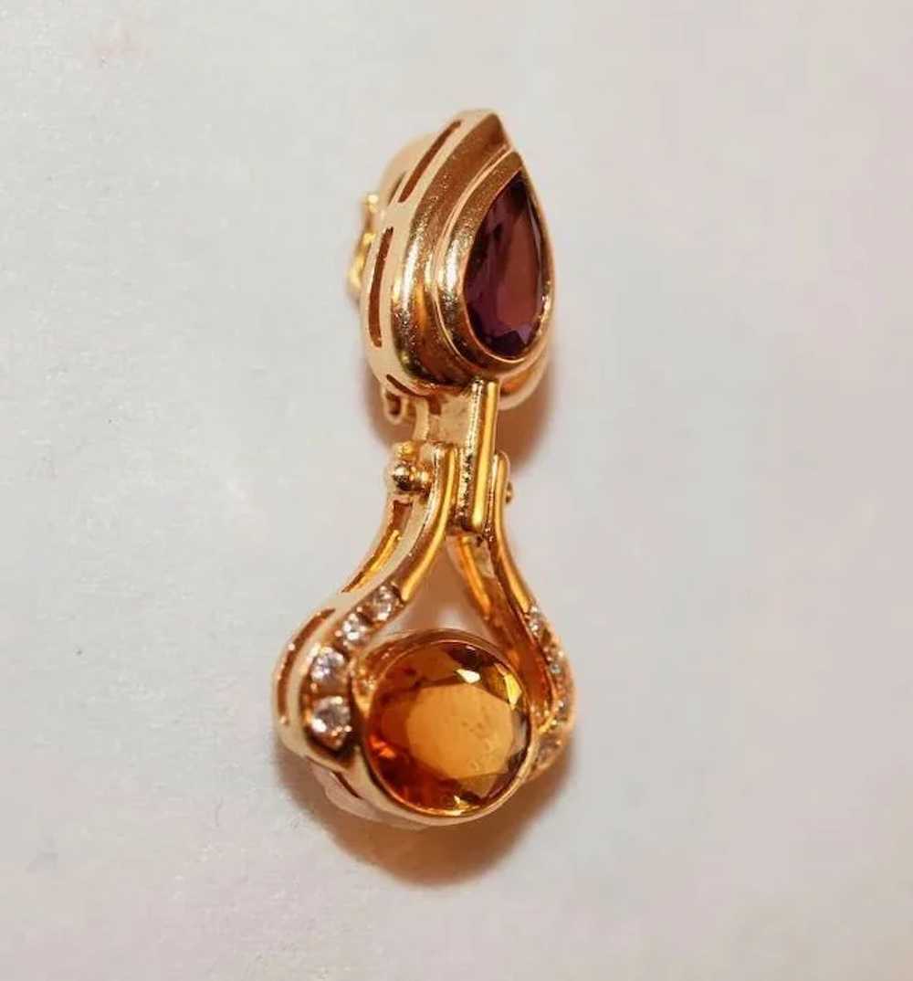 14K Gem Set Pearl Enhancer/Pendant - image 3