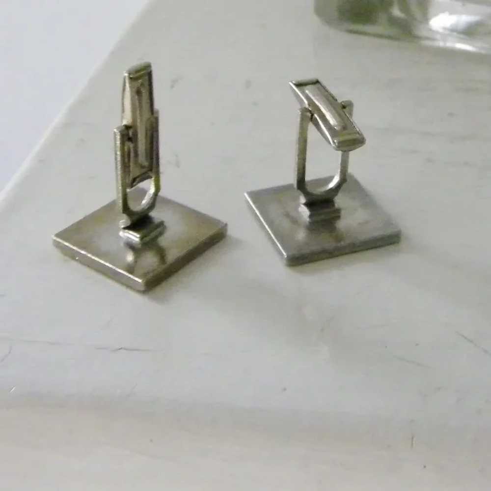 Square Burnished Silvertone Cufflinks - image 3