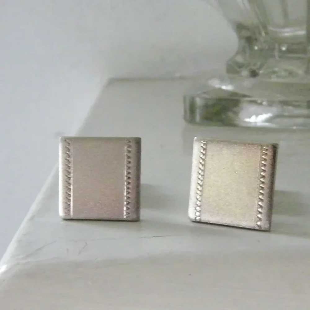 Square Burnished Silvertone Cufflinks - image 4