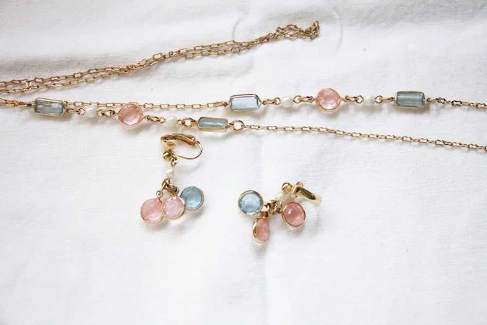 Pastel Glass and Faux Pearl necklace and earring … - image 4