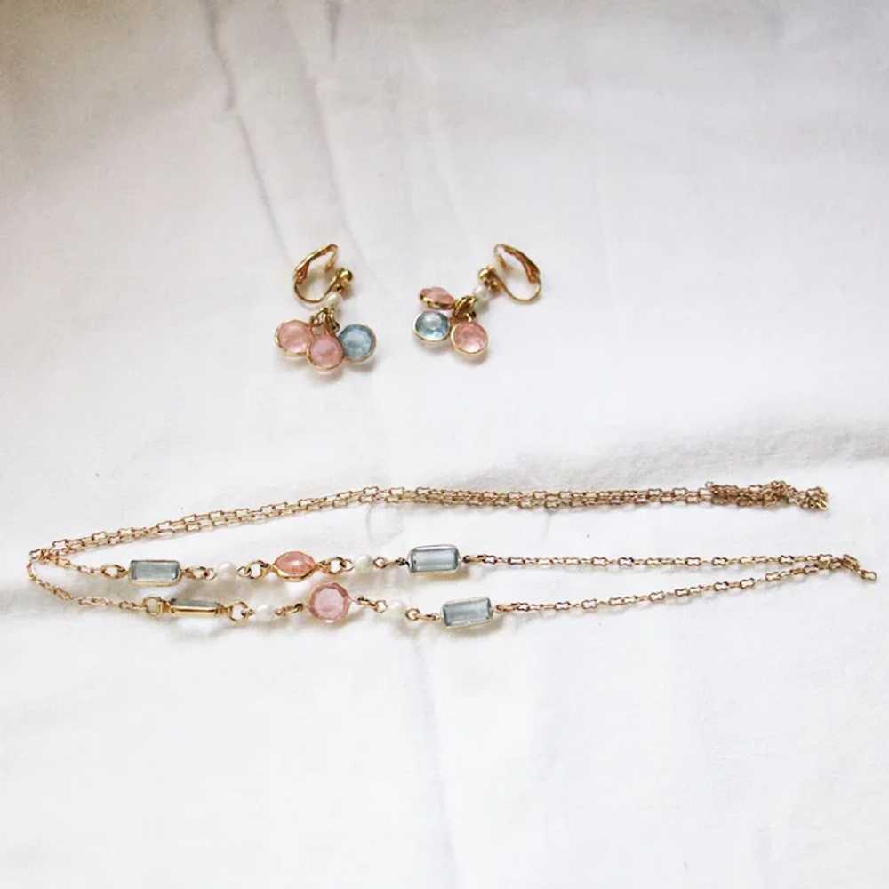 Pastel Glass and Faux Pearl necklace and earring … - image 5