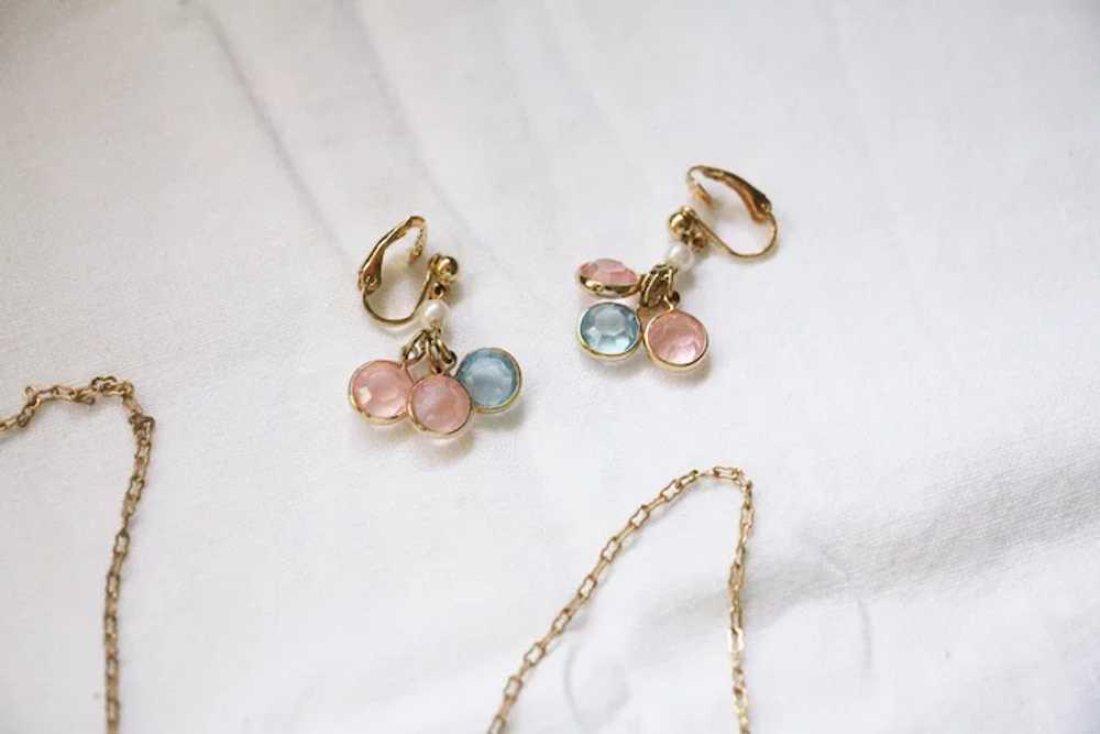 Pastel Glass and Faux Pearl necklace and earring … - image 6