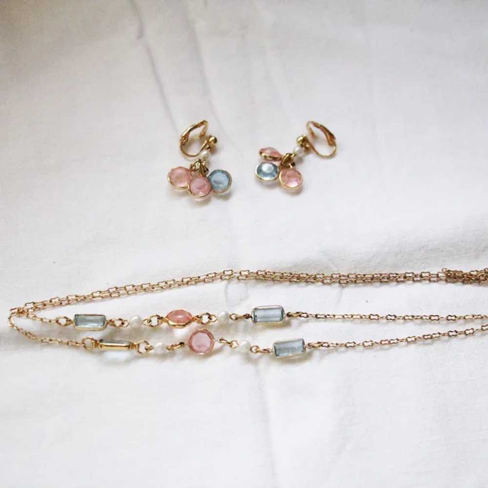 Pastel Glass and Faux Pearl necklace and earring … - image 7