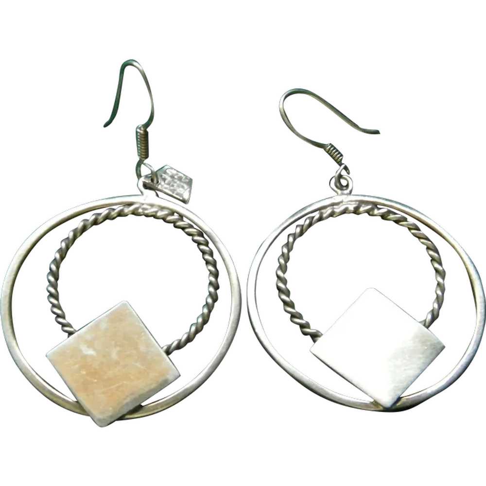Double Hoop Sterling Silver Pierced Earrings 14.2… - image 2
