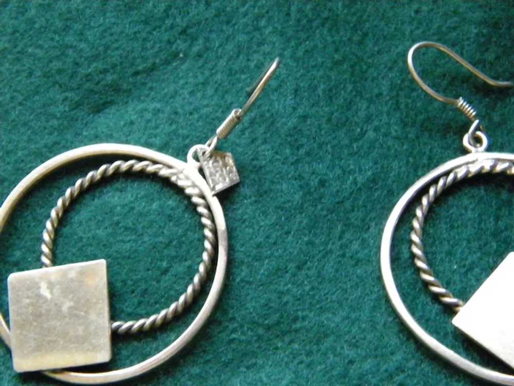 Double Hoop Sterling Silver Pierced Earrings 14.2… - image 3