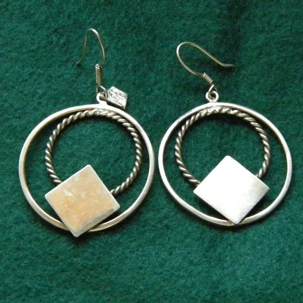 Double Hoop Sterling Silver Pierced Earrings 14.2… - image 4