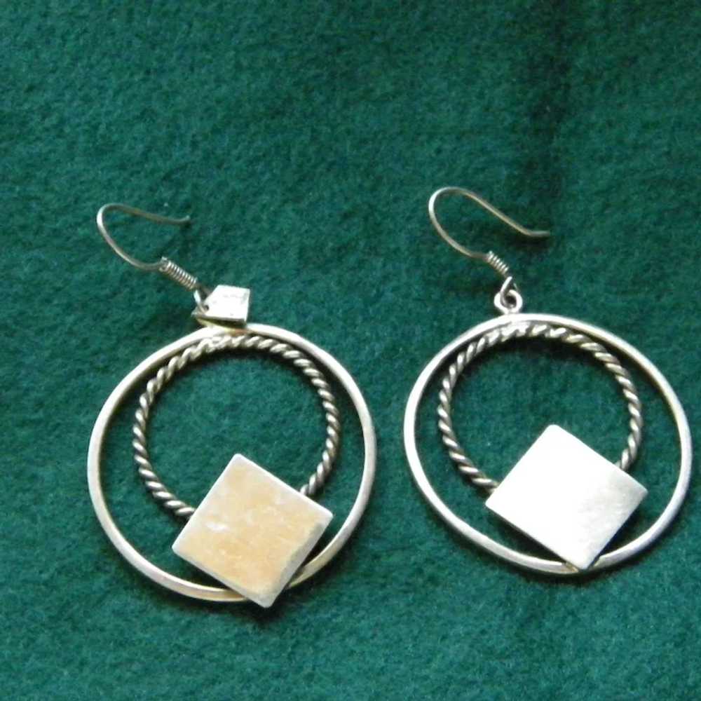 Double Hoop Sterling Silver Pierced Earrings 14.2… - image 5