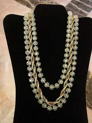 Sarah Coventry Necklace 3 Strand Faux Crystal Rope