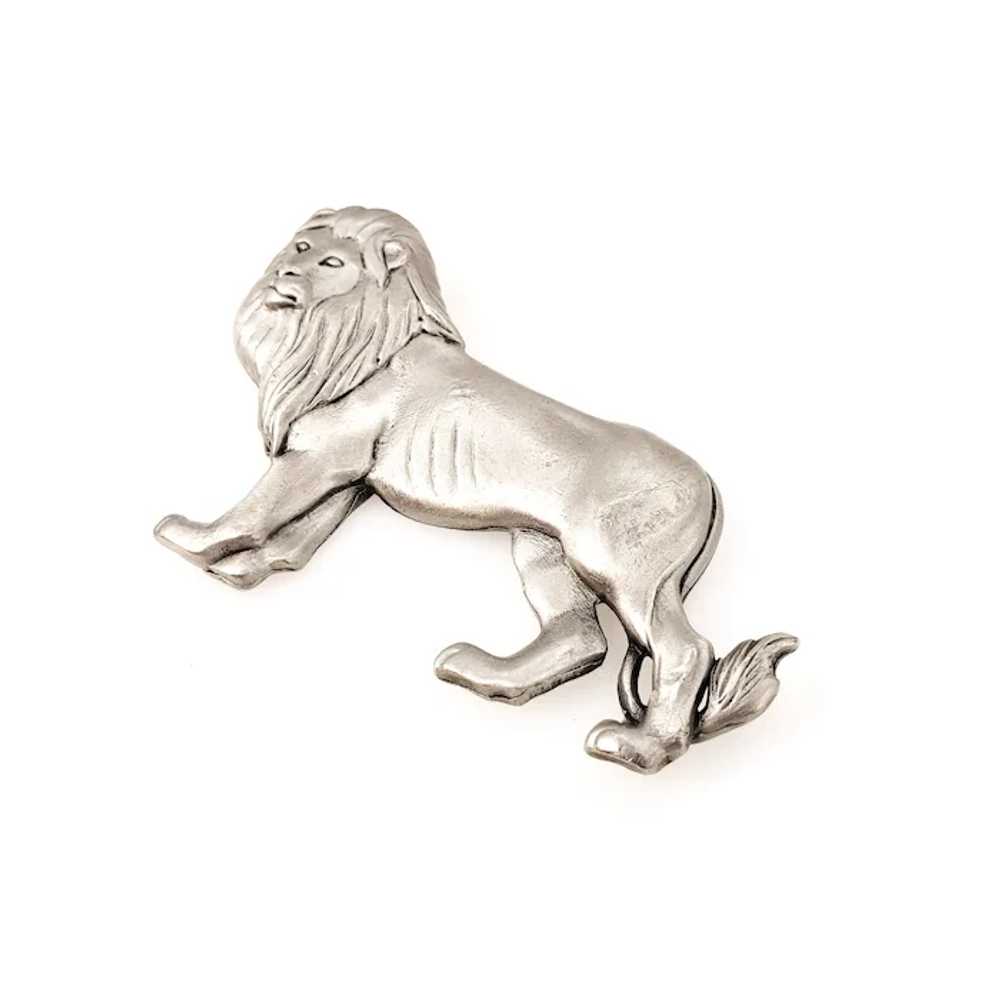 Vintage 1980s JONETTE JEWELRY Large Pewter Lion B… - image 2