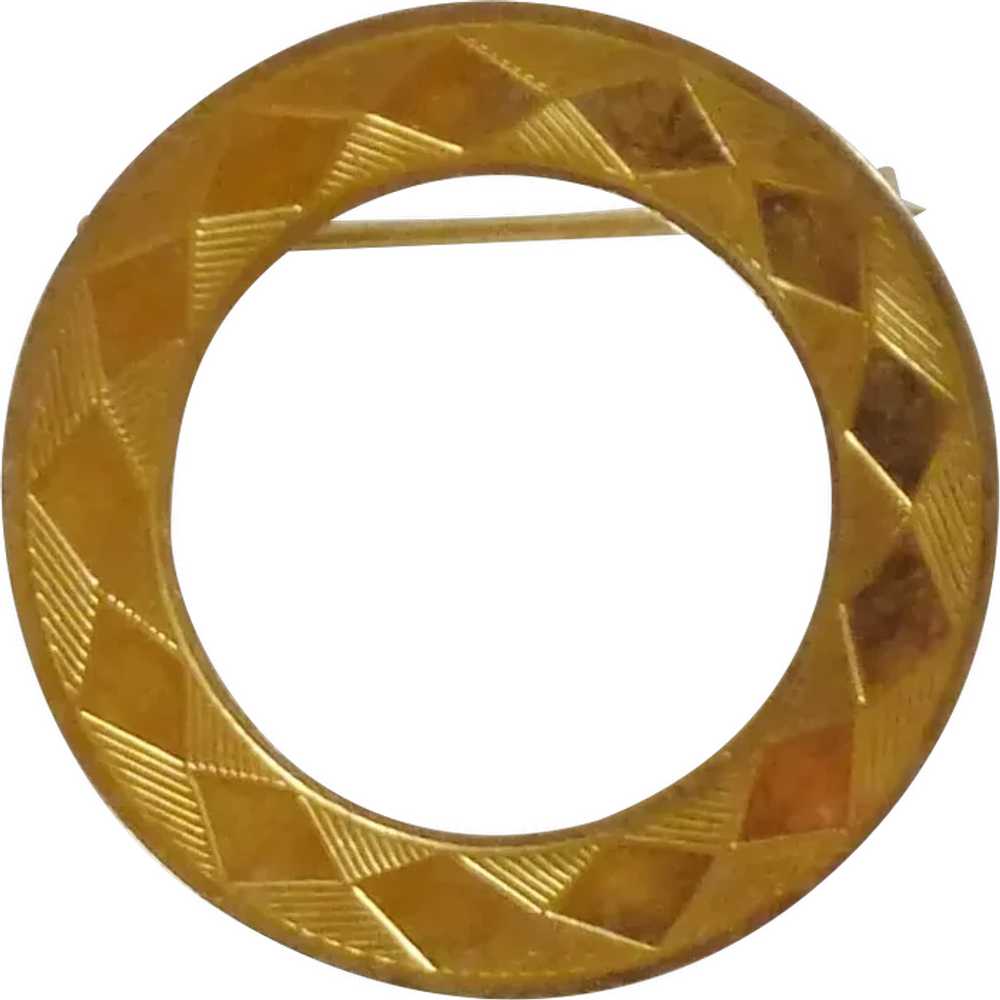 Gold Tone Round Circle Pin Brooch - image 1