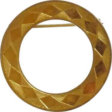 Gold Tone Round Circle Pin Brooch - image 1