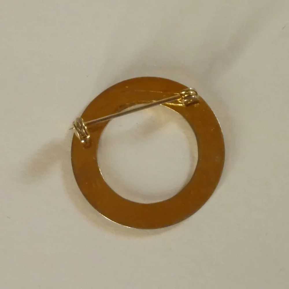 Gold Tone Round Circle Pin Brooch - image 2
