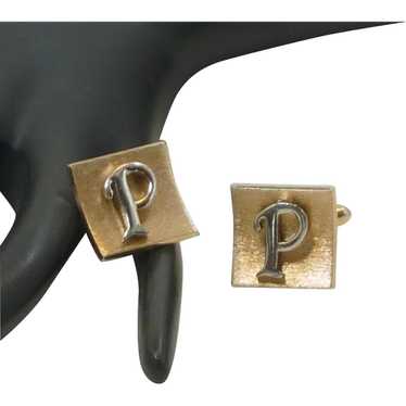 P Script Initial Gold and Silver Toned Swank Cuff… - image 1