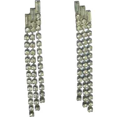 Dangle Diamond Rhinestone Pierced Earrings - image 1