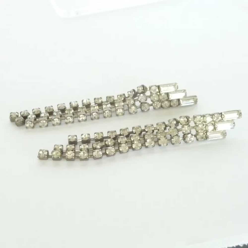 Dangle Diamond Rhinestone Pierced Earrings - image 2