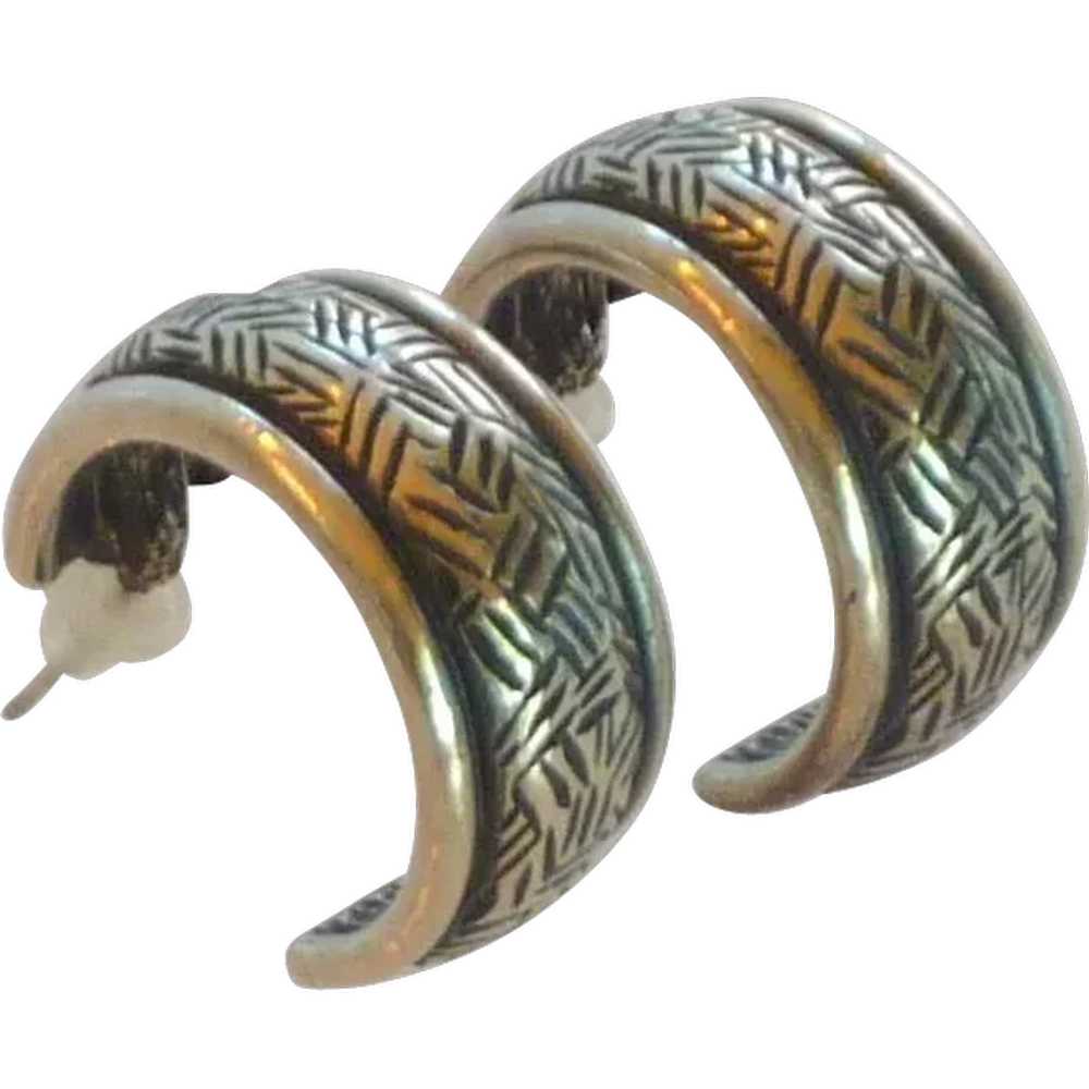 NewPro Pewter Pierced Half Hoop Earrings - image 1