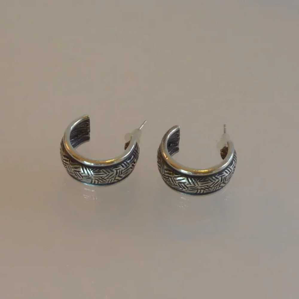 NewPro Pewter Pierced Half Hoop Earrings - image 2
