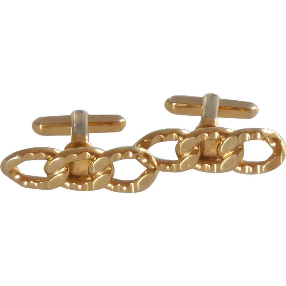 Gold Tone Chain Link  Design Cufflinks Cuff Links - image 1