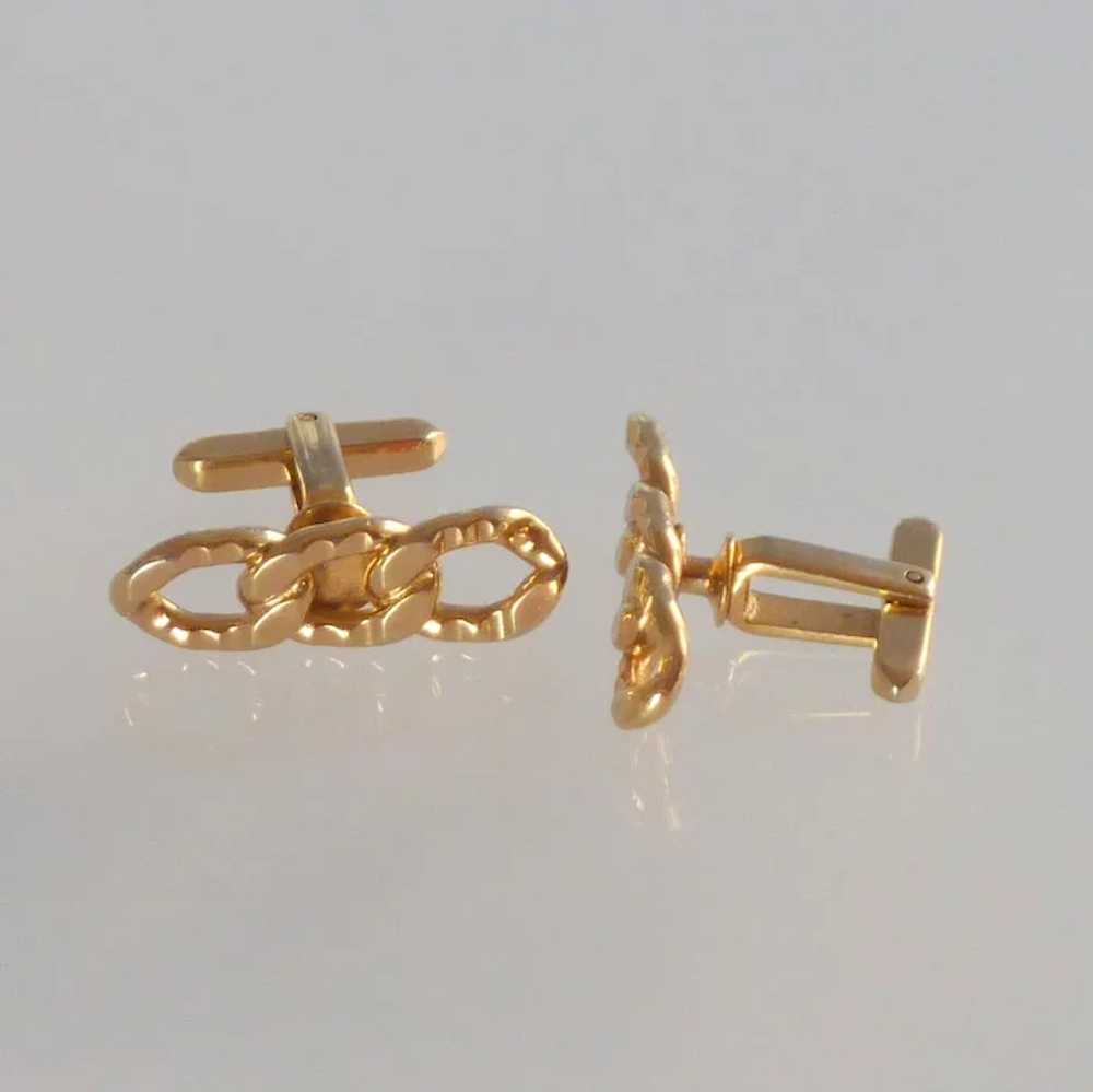 Gold Tone Chain Link  Design Cufflinks Cuff Links - image 2